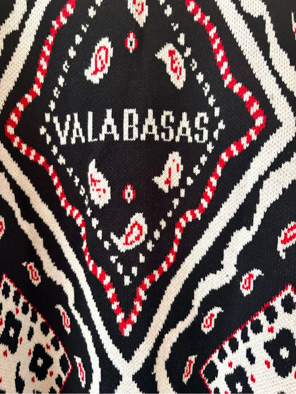 Valabasas The Pledge Cardigan Sweater Black Red White Streetwear NWT Medium - Picture 11 of 15